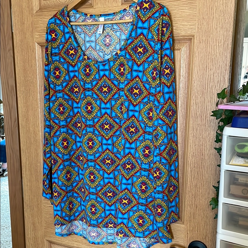 Vibrant Blue Geometric Women's Top